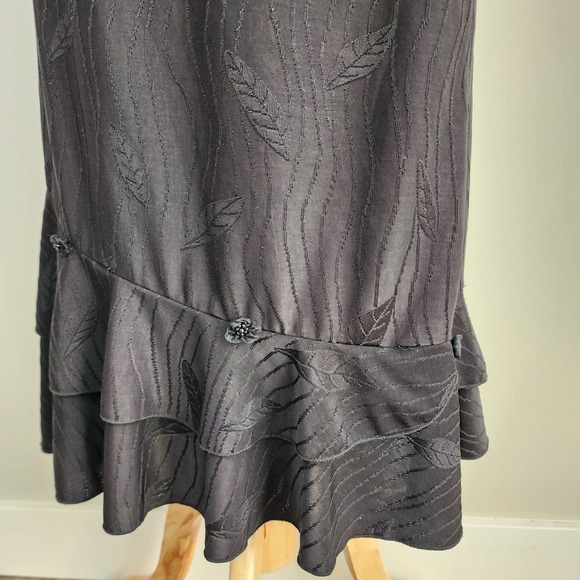 HYR Ruffle Flounce Skirt Womens XL Black Midi Jacquard Witchy Goth Whimsigoth - Picture 3 of 13